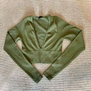 COPY - Urban Outfitters Plunge Neck Crop Long Sleeve